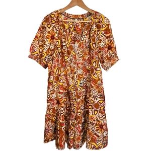 Pilcro Floral Patterned Dress - Brown and Orange